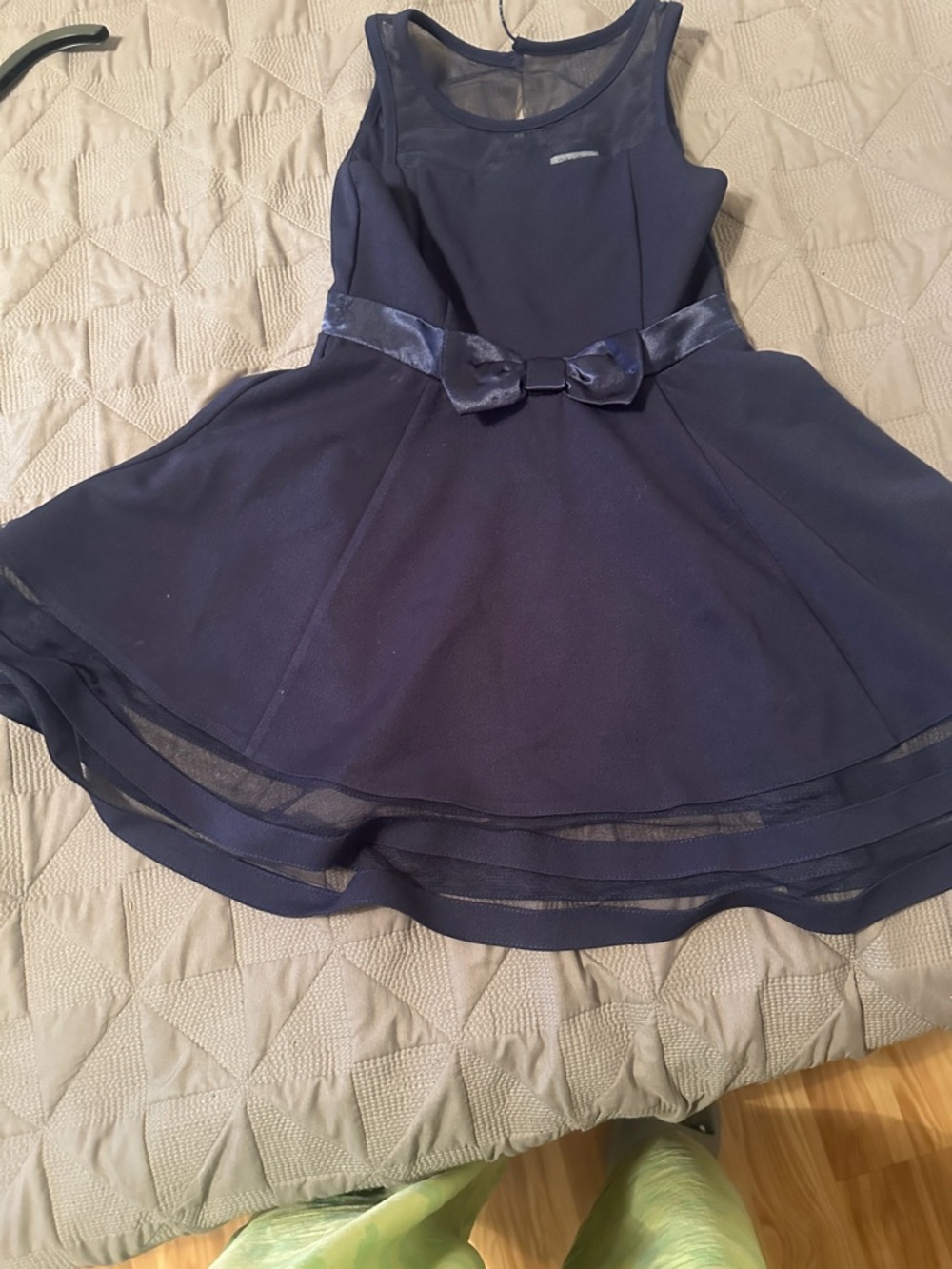 Calvin Klein Navy Fit-and-Flare Dress with Satin Bow